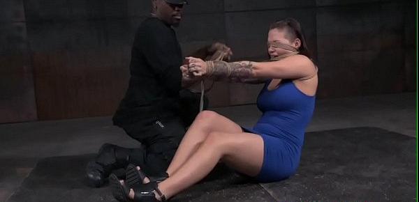  Suspended bdsm sub dominated by black dom